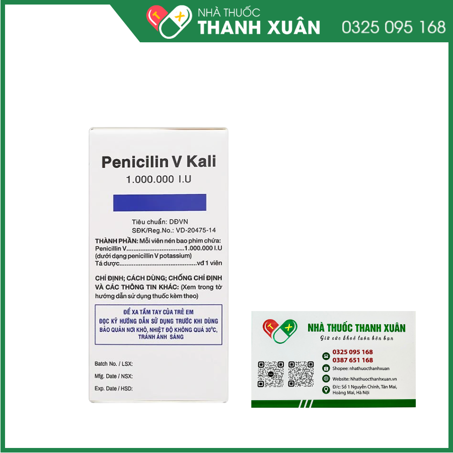 Penicilin V Kali 1.000.000I.U điều trị, dự phòng các bệnh nhiễm trùng